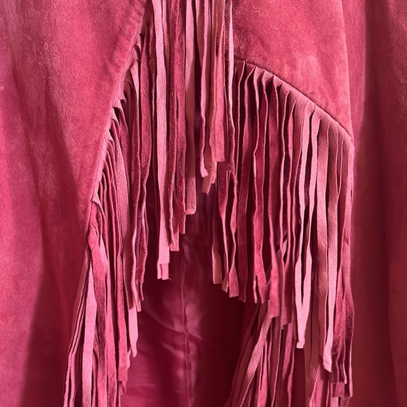 Pink Suede Fringe Jacket - Picture 3 of 6